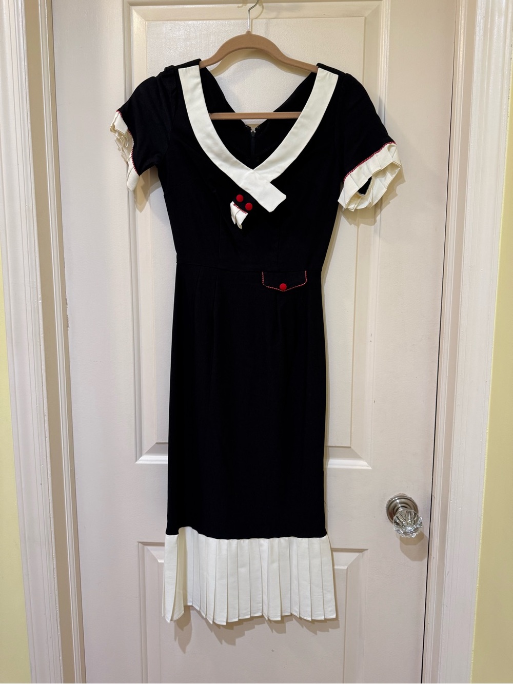 Stop Staring Retro ReprobBlack and White Sailor-Inspired Midi Dress